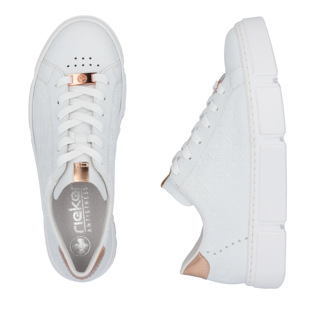 Rieker Plateausneaker mit metallicfarbenen Akzenten Freizeitschuh Halbschuh Schnürschuh Bis zu 65% Rabatt