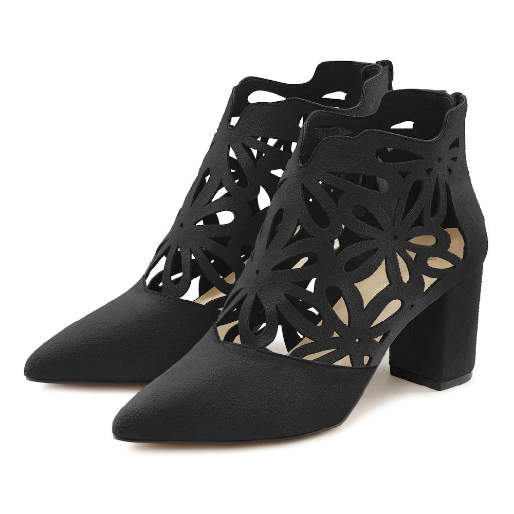LASCANA High-Heel-Stiefelette mit femininer Spitze und Blockabsatz Ankle Boot Stiefel Verkauf