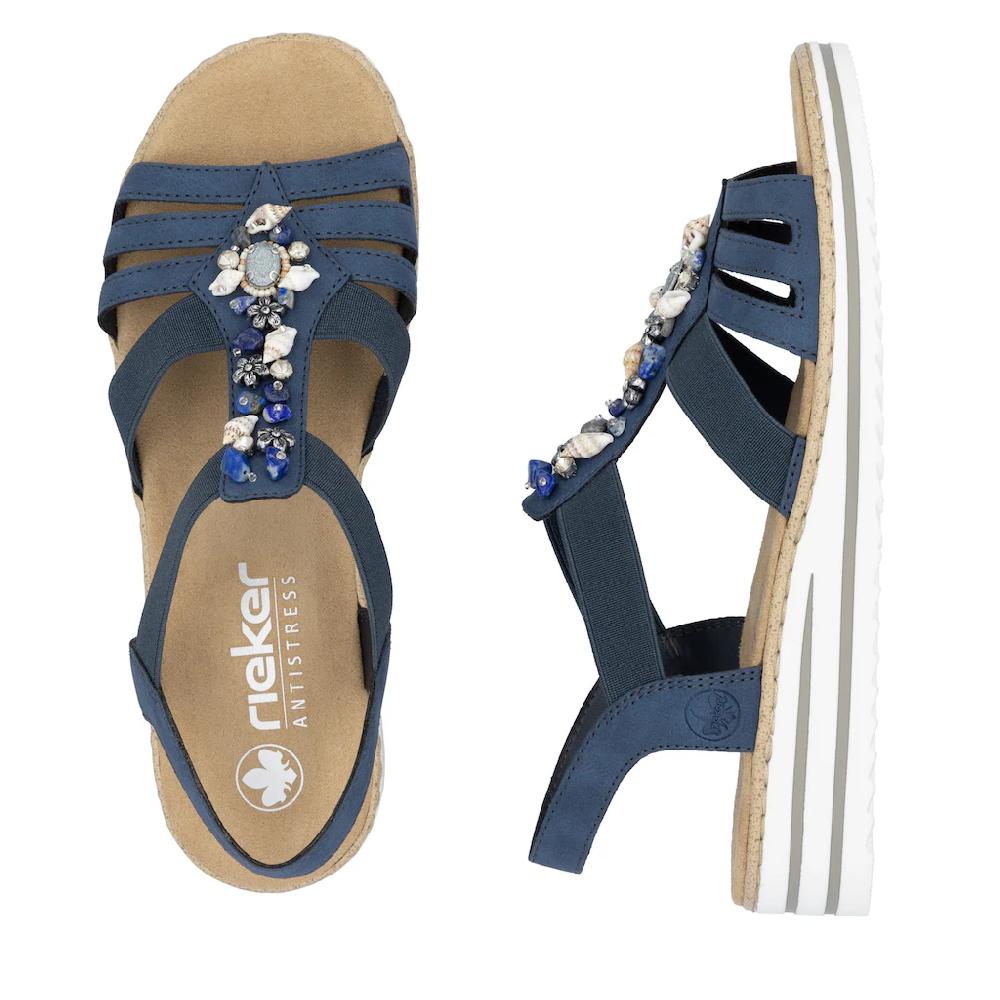 Rieker Riemchensandale Sommerschuh Sandalette Keilabsatz mit sommerlicher Verzierung kaufen Meist gekauft