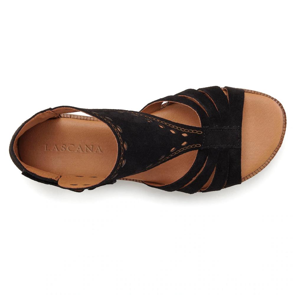 LASCANA Sandale Sandalette Sommerschuh aus hochwertigem Leder mit kleinen Cut-Outs Blitzverkäufe