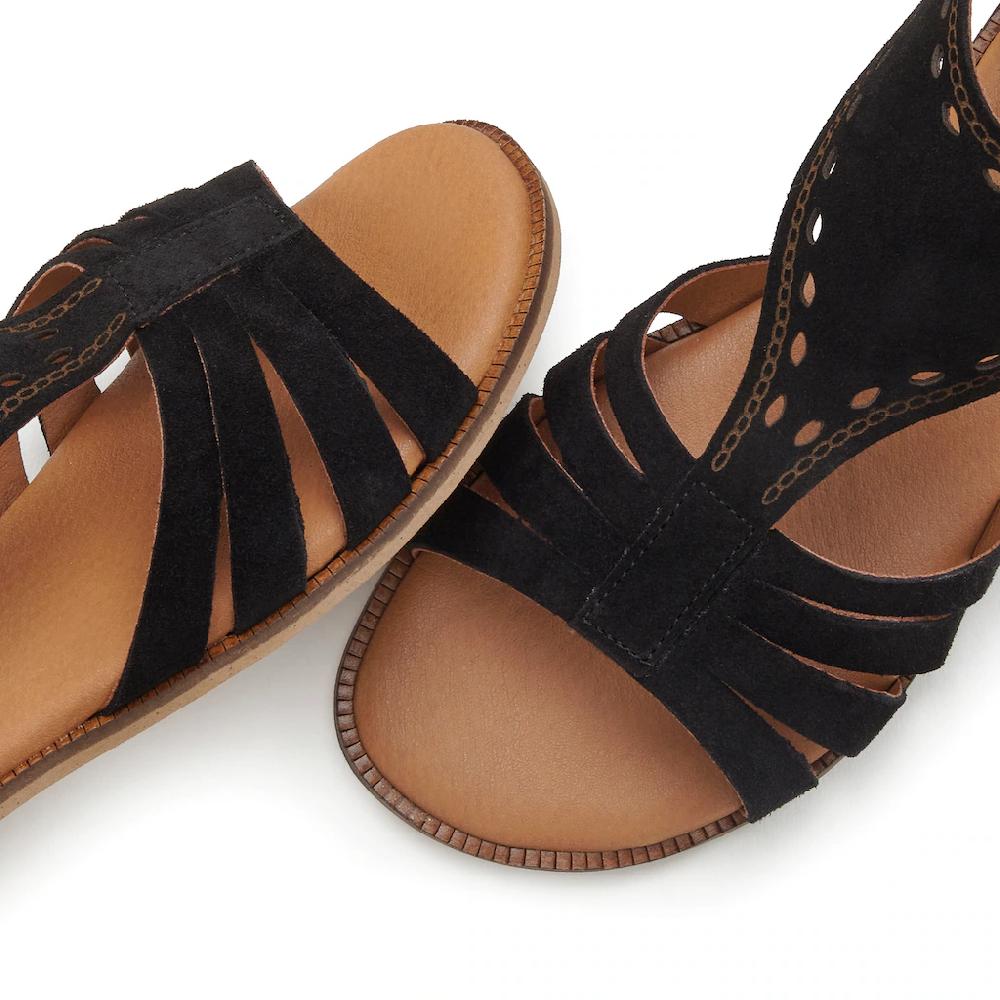 LASCANA Sandale Sandalette Sommerschuh aus hochwertigem Leder mit kleinen Cut-Outs Blitzverkäufe