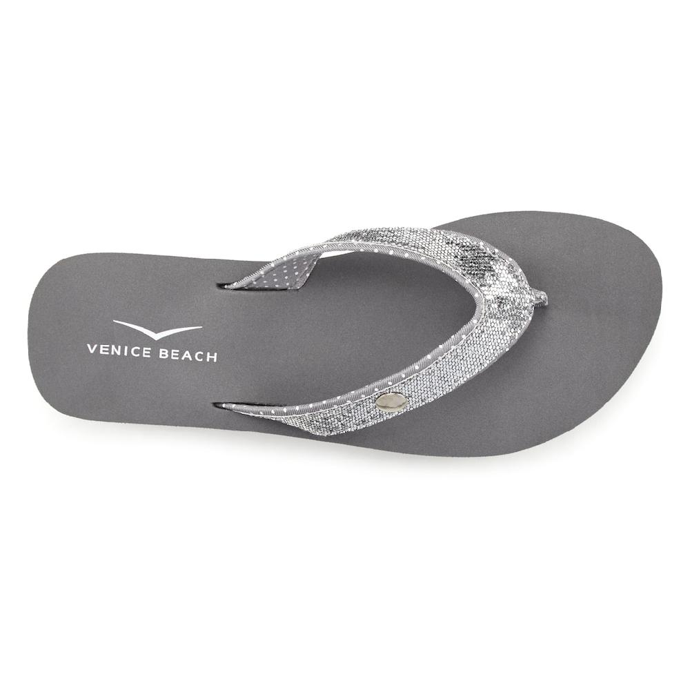 Venice Beach Badezehentrenner Sandale Pantolette Badeschuh ultraleicht mit Glitzerband VEGAN Blitzangebot