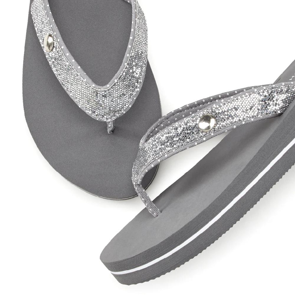 Venice Beach Badezehentrenner Sandale Pantolette Badeschuh ultraleicht mit Glitzerband VEGAN Blitzangebot