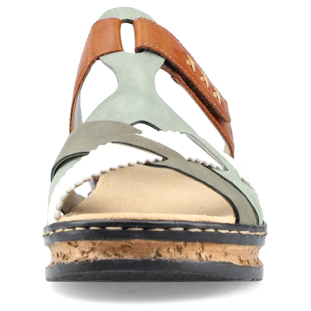 Rieker Pantolette Keilabsatz Sommerschuh Schlappen mit praktischem Klettriemchen online bestellen Riesige Ersparnisse