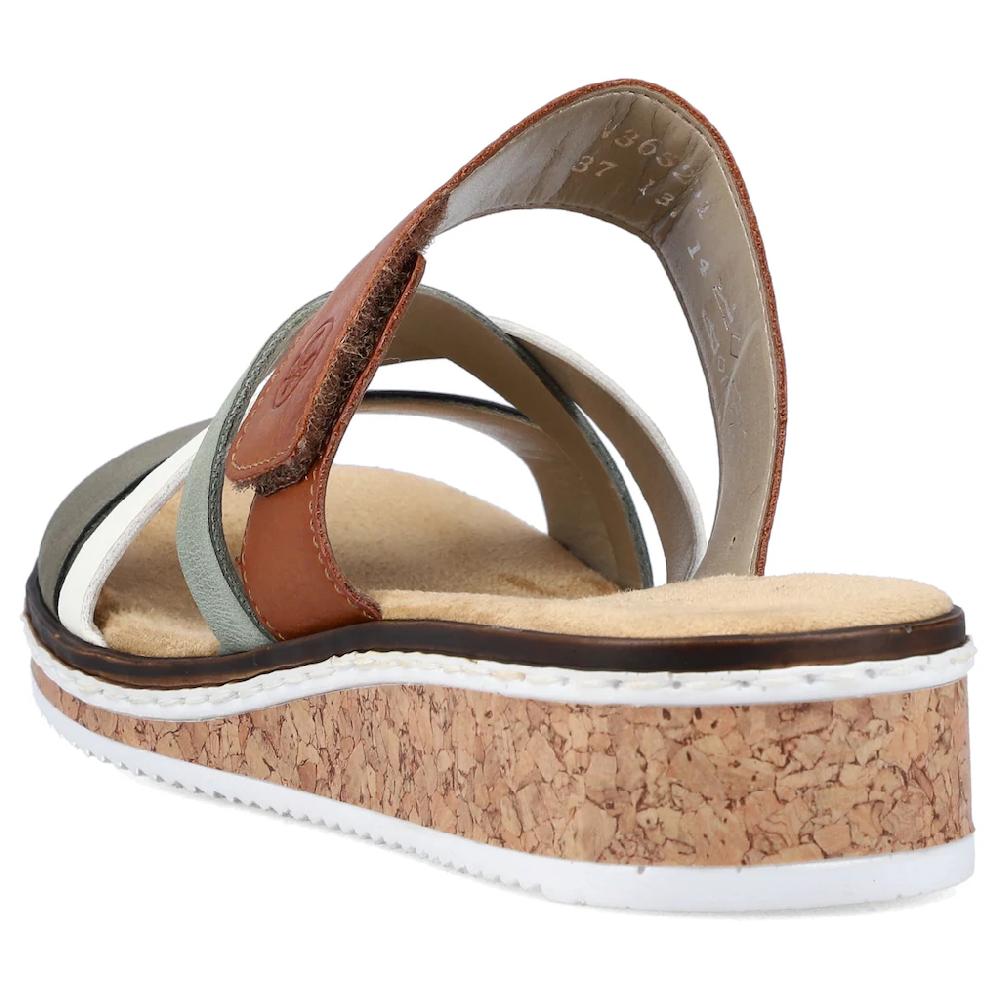 Rieker Pantolette Keilabsatz Sommerschuh Schlappen mit Klettriemchen online bestellen Sonderangebot der Fabrik