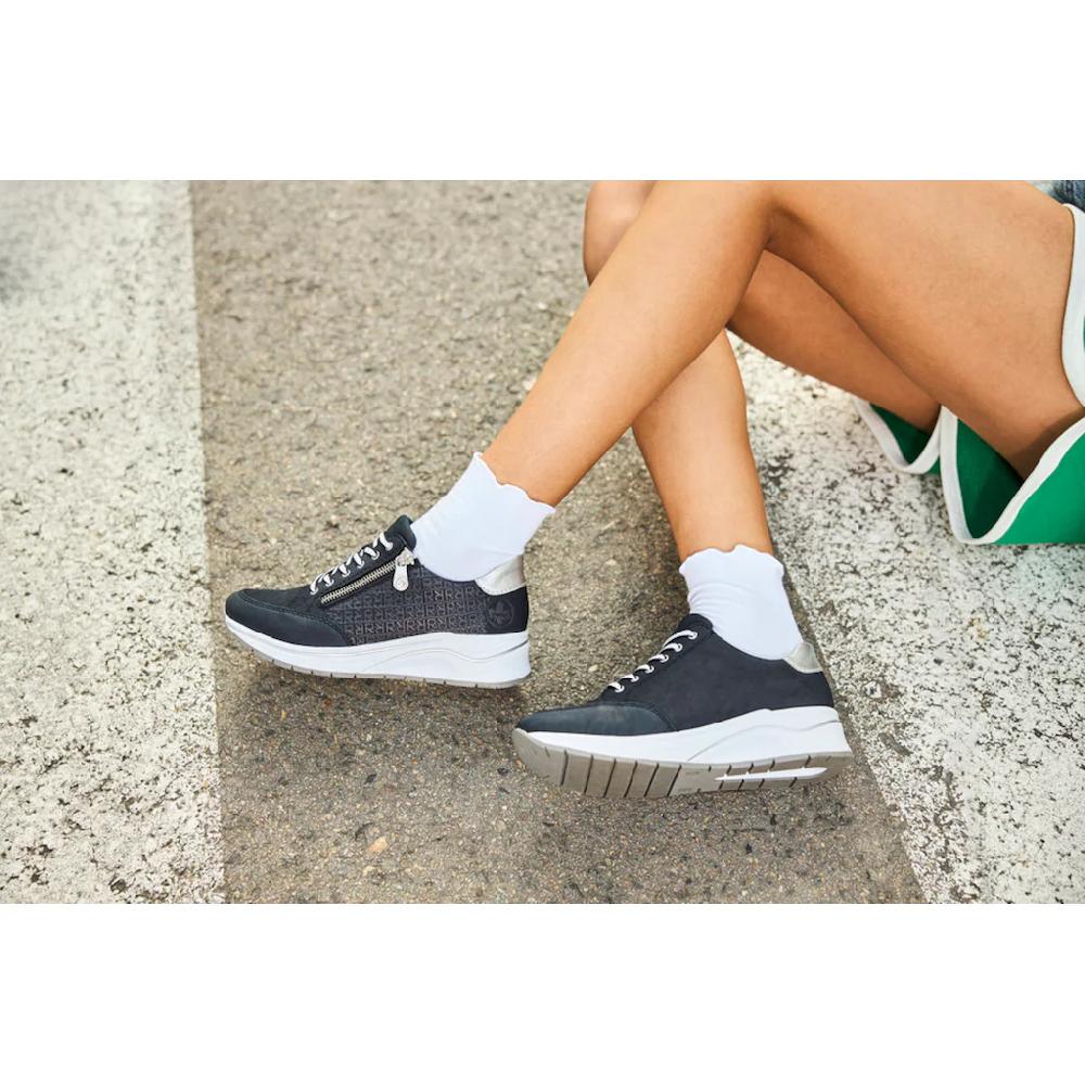 Rieker Keilsneaker Halbschuh Schnürschuh Freizeitschuh mit Lettern bedruckt kaufen Rabatte dieses Monats