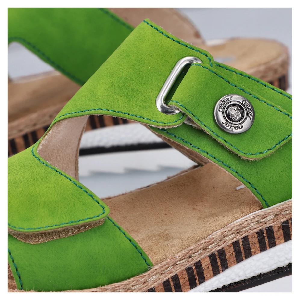Rieker Pantolette Sommerschuh Strandschuh Hausschuh mit trendigem Keilabsatz Versandkostenfrei