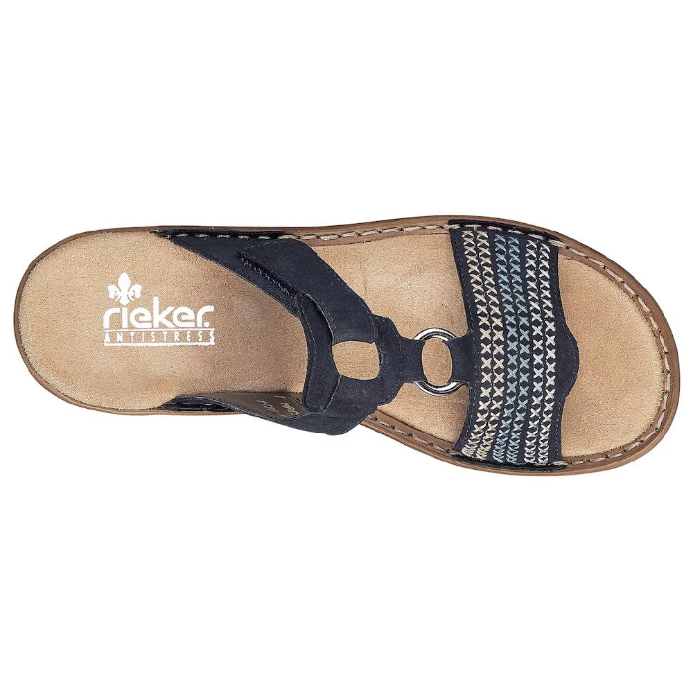 Rieker Pantolette Keilabsatz Sommerschuh Schlappen mit schöner Stickerei online bestellen JETZT KAUFEN