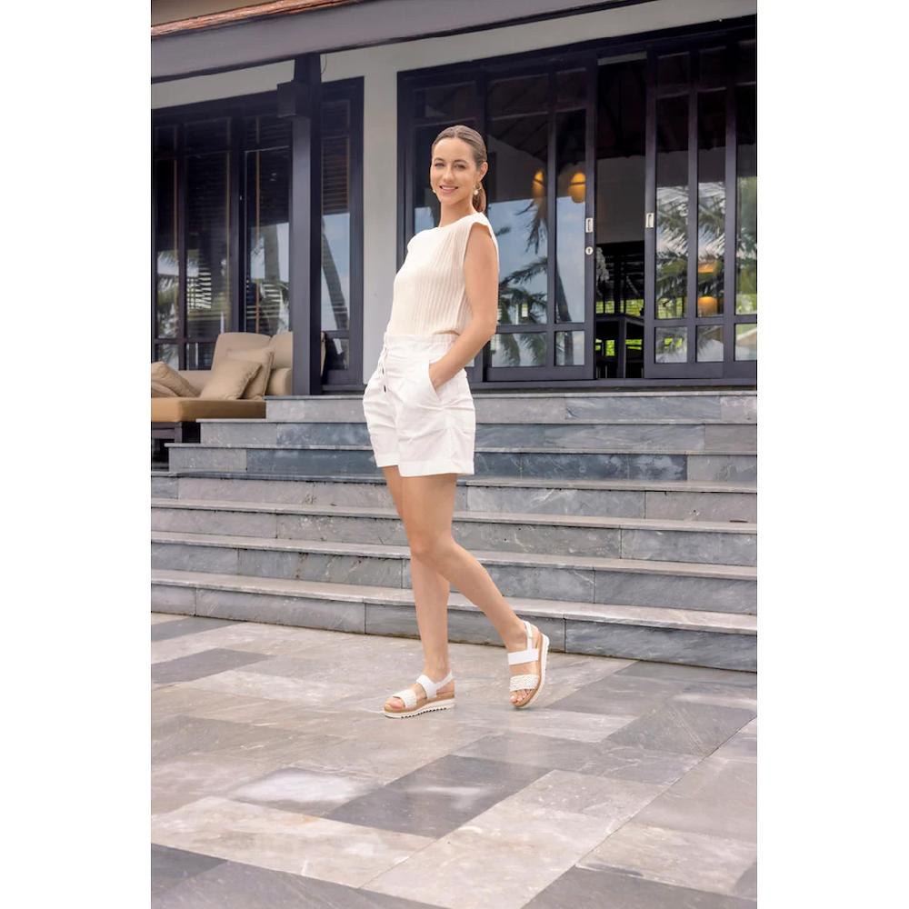 Remonte Keilsandalette »ELLE-Collection« Sommerschuh Sandale Keilabsatz mit Flechtbandage im Metalliclook online bestellen Sonderangebot der Fabrik