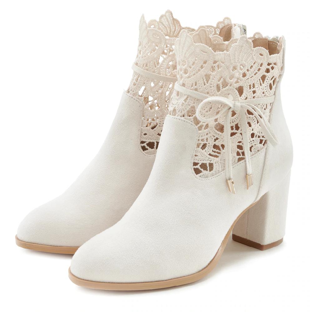 LASCANA High-Heel-Stiefelette »Trachten-Schuh Dirndl-Schuh « mit modischer Spitze und bequemen Blockabsatz Ankle Boot Stiefel online kaufen Discount Store für neue Produkte