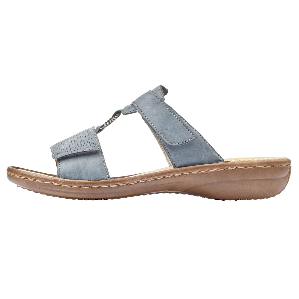 Rieker Pantolette Keilabsatz Sommerschuh Schlappen mit Schmuckring kaufen Riesige Rabatte