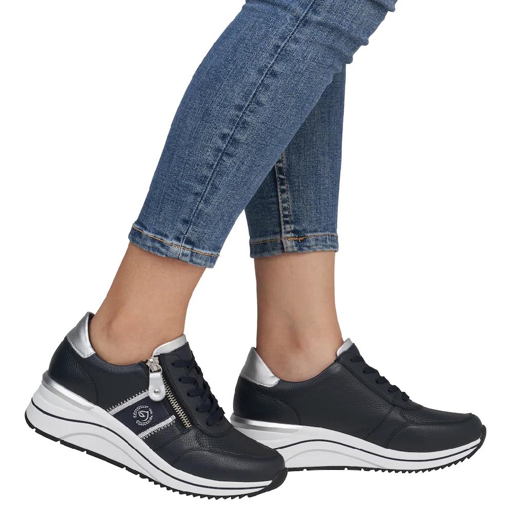 Remonte Keilsneaker Freizeitschuh Halbschuh Schnürschuh mit Metallic-Kontrastbesätzen kaufen Online